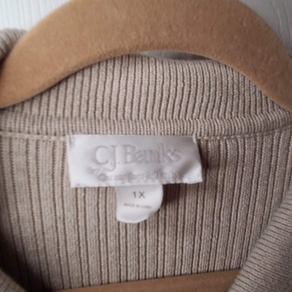 CJ Banks Tan Button Down Cardigan 1X - Picture 2 of 3